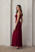 the cloud dress in burgundy