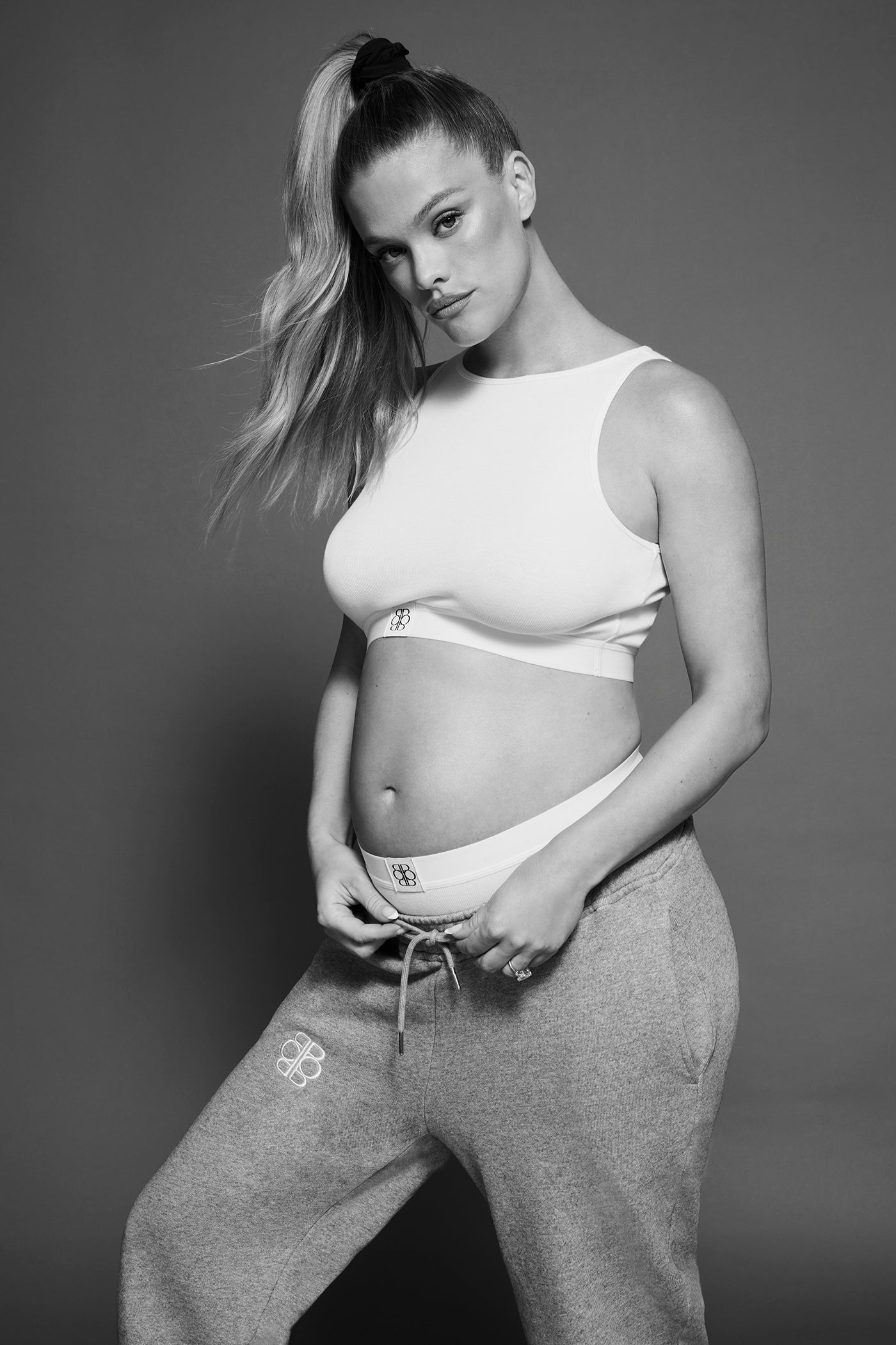 Bumpsuit Maternity the cotton rib crop top in ivory nina agdal