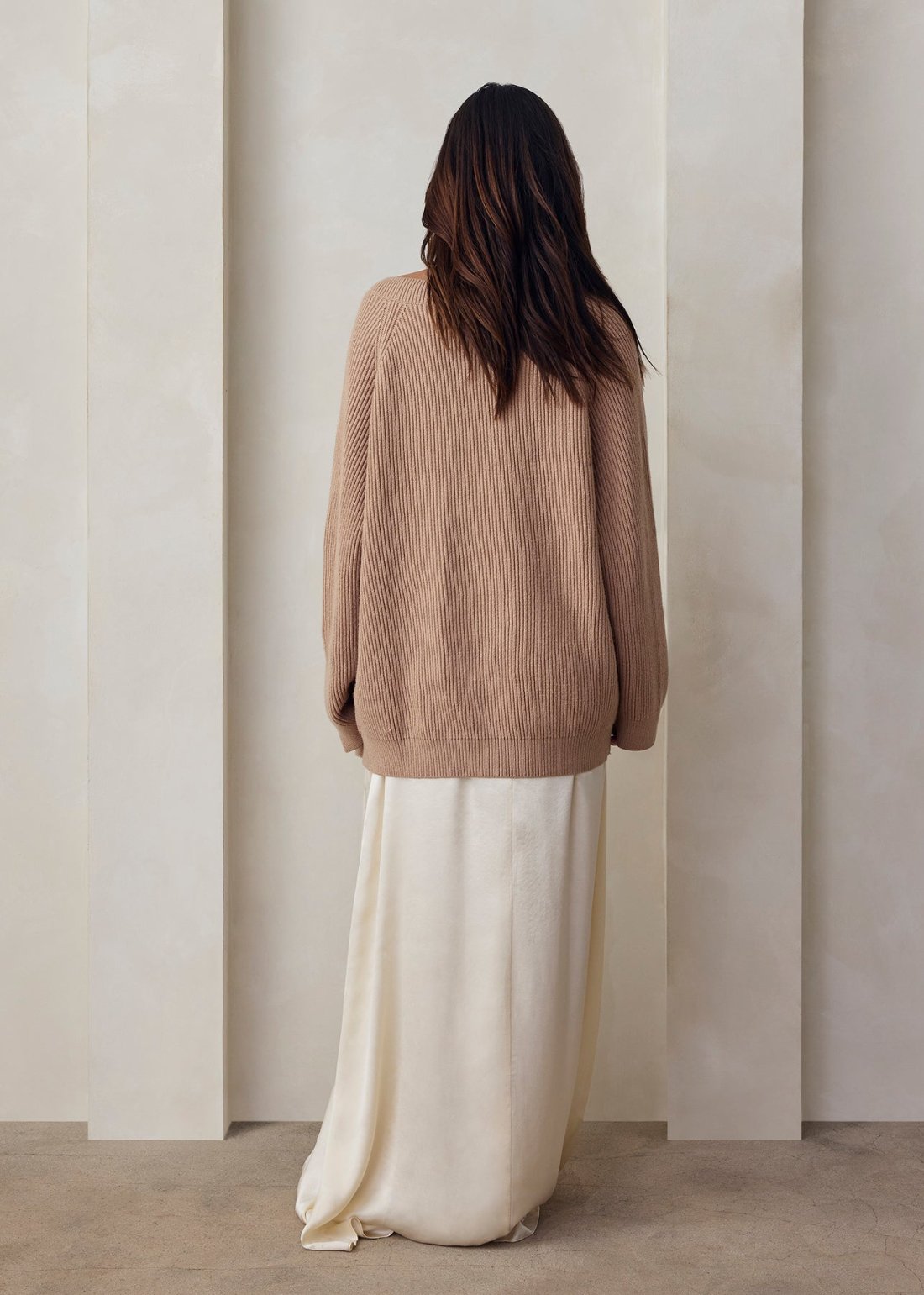 cozy knit cardigan in camel