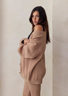 cozy knit cardigan in camel