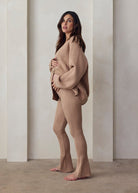 cozy knit flare pant in camel