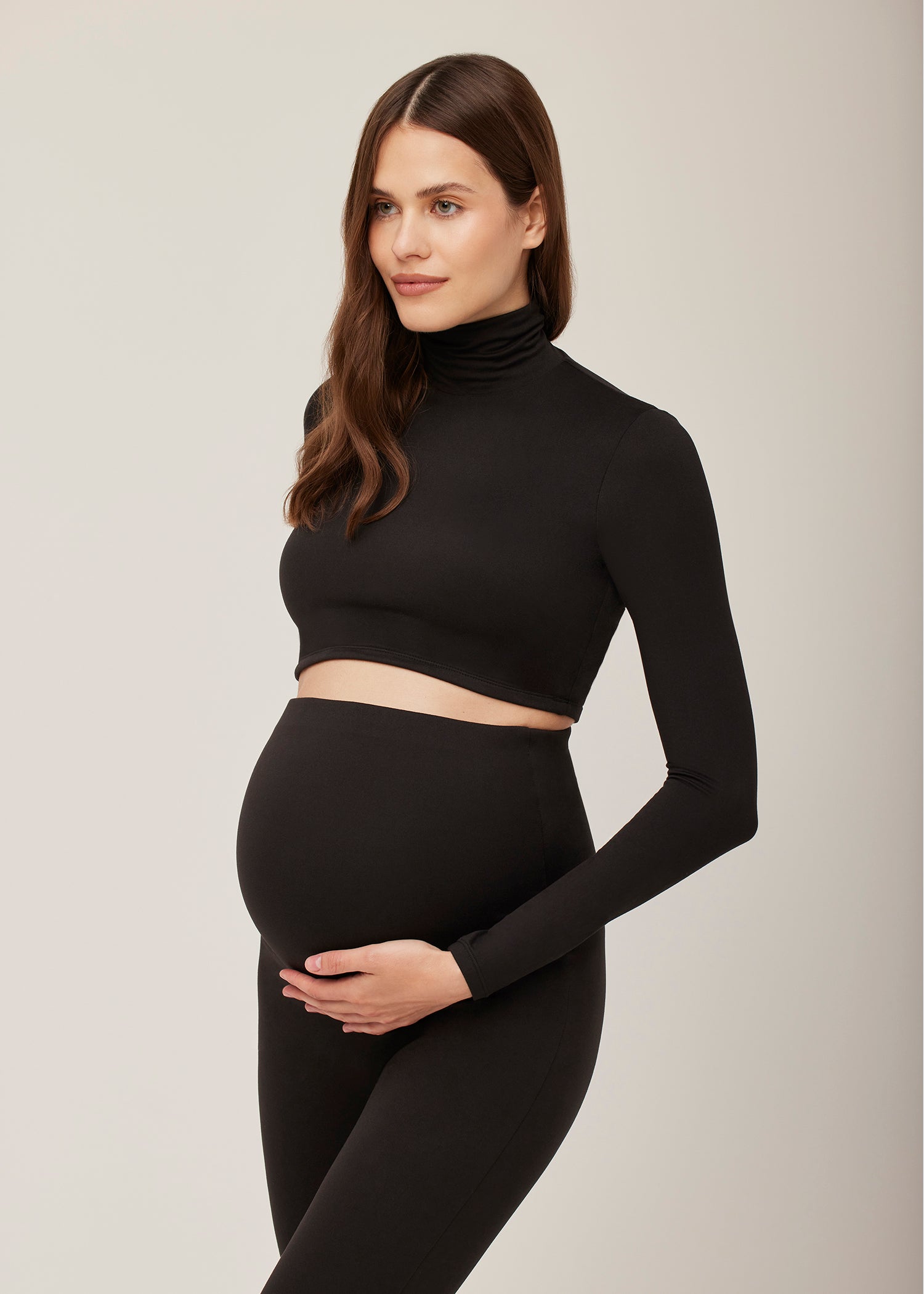 Bumpsuit Maternity The Turtle Long Sleeve Crop Tee in Black