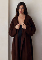 the jacqueline wool coat in chocolate