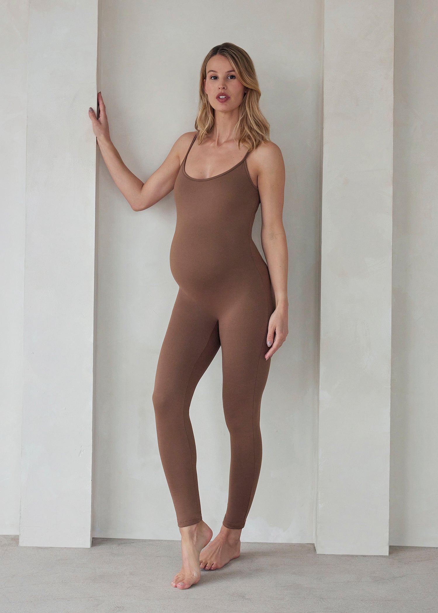 Bumpsuit Maternity the Kate Sleeveless Jumpsuit in Mocha