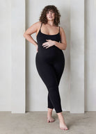 the kate maternity spaghetti strap full length sleeveless jumpsuit in black