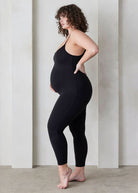 the kate maternity spaghetti strap full length sleeveless jumpsuit in black