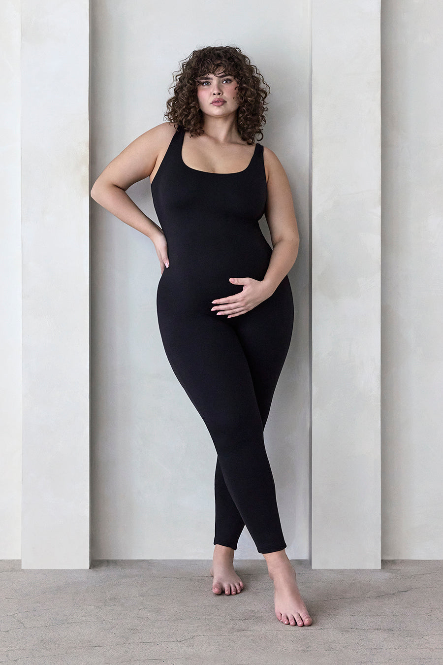 Bumpsuit Maternity The Lucy Sleeveless Scoop Neck Jumpsuit in Black