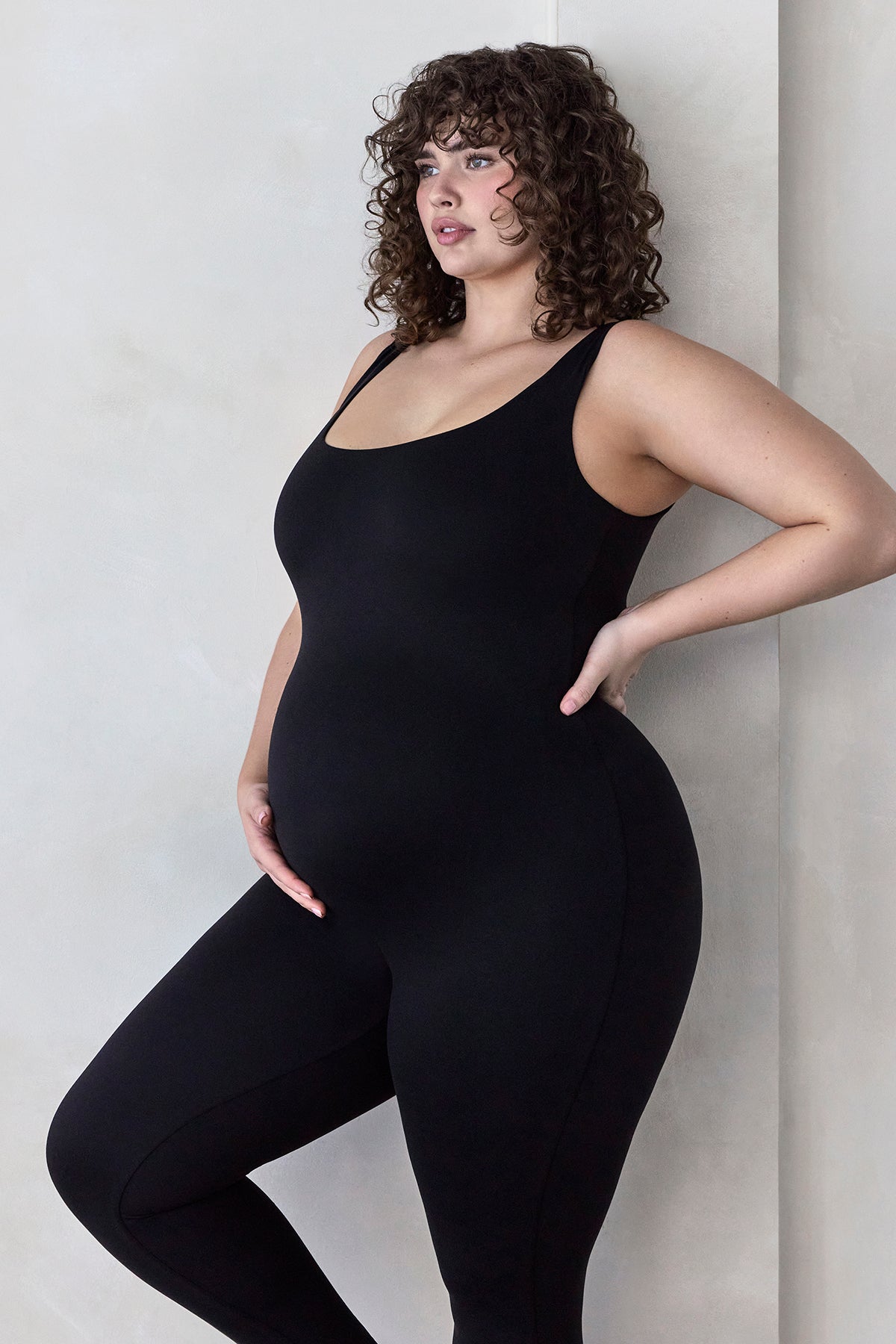 Bumpsuit Maternity The Lucy Sleeveless Scoop Neck Jumpsuit in Black