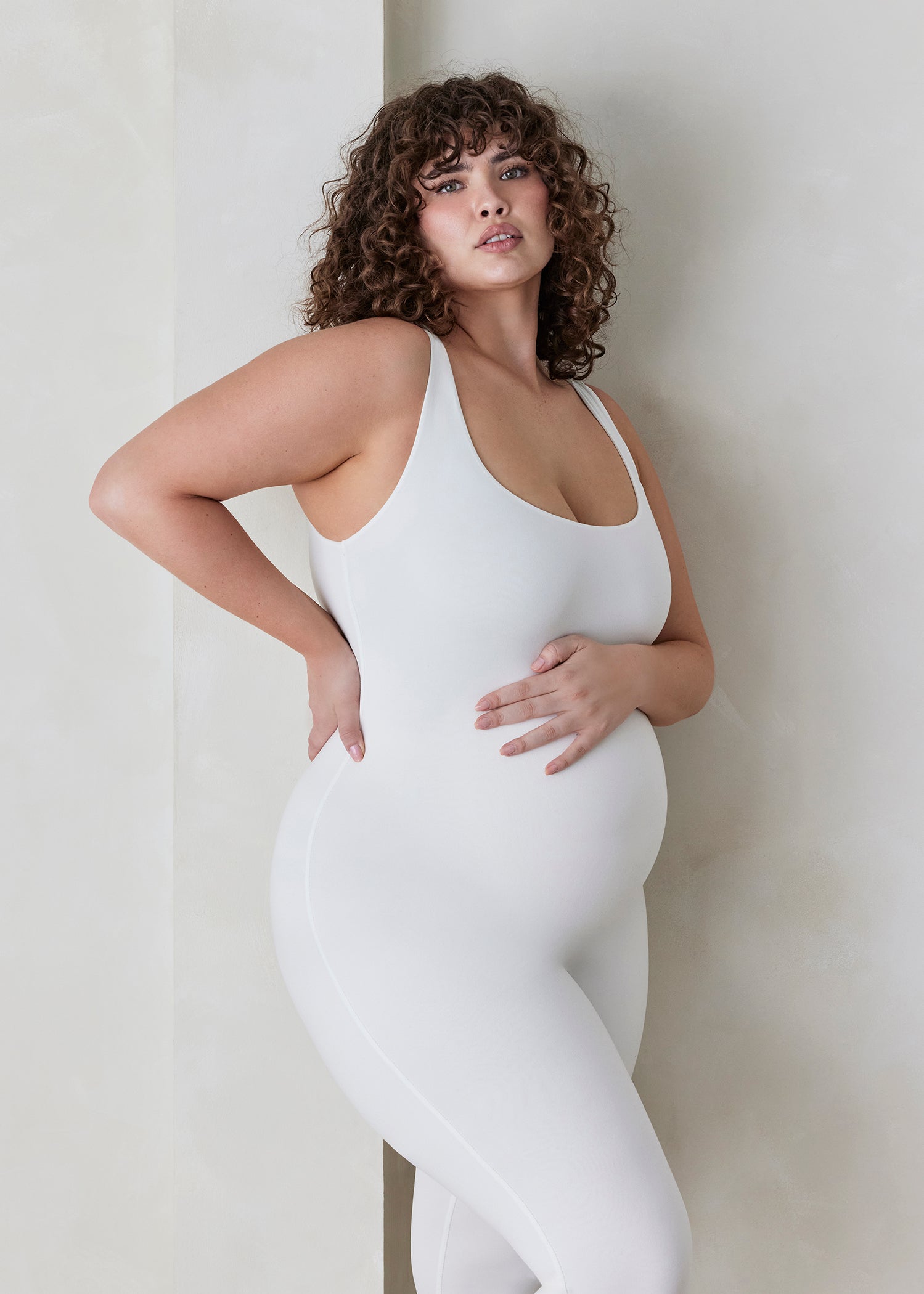 Bumpsuit Maternity The Lucy Sleeveless Jumpsuit in Ivory