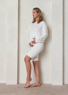 Bumpsuit maternity the high waist biker short in ivory