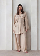 the maternity kimono robe in sand gauze