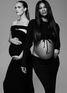 the soft rib long sleeve maternity cropped top in black chanel iman