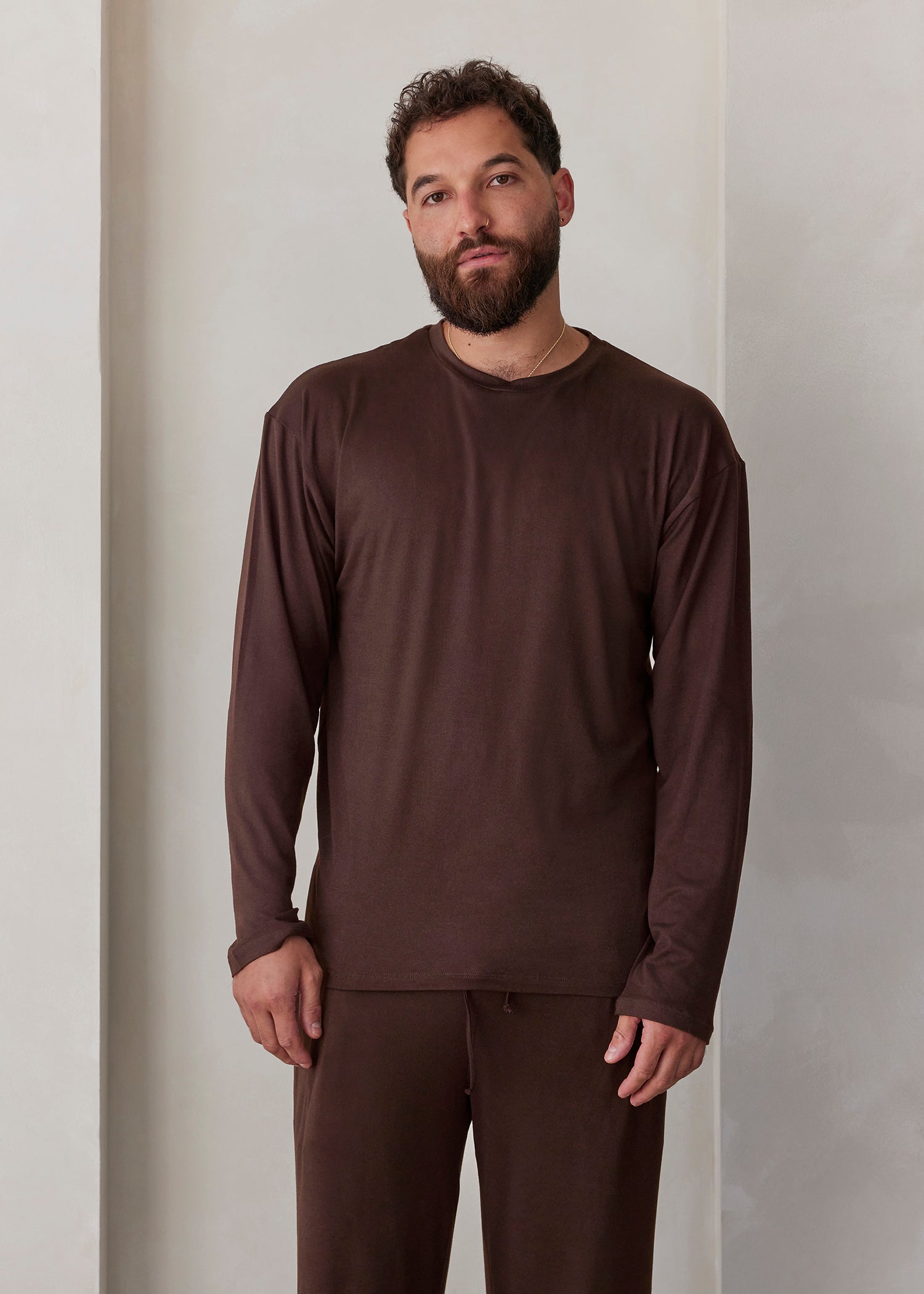 the cloud mens long sleeve tee in chocolate