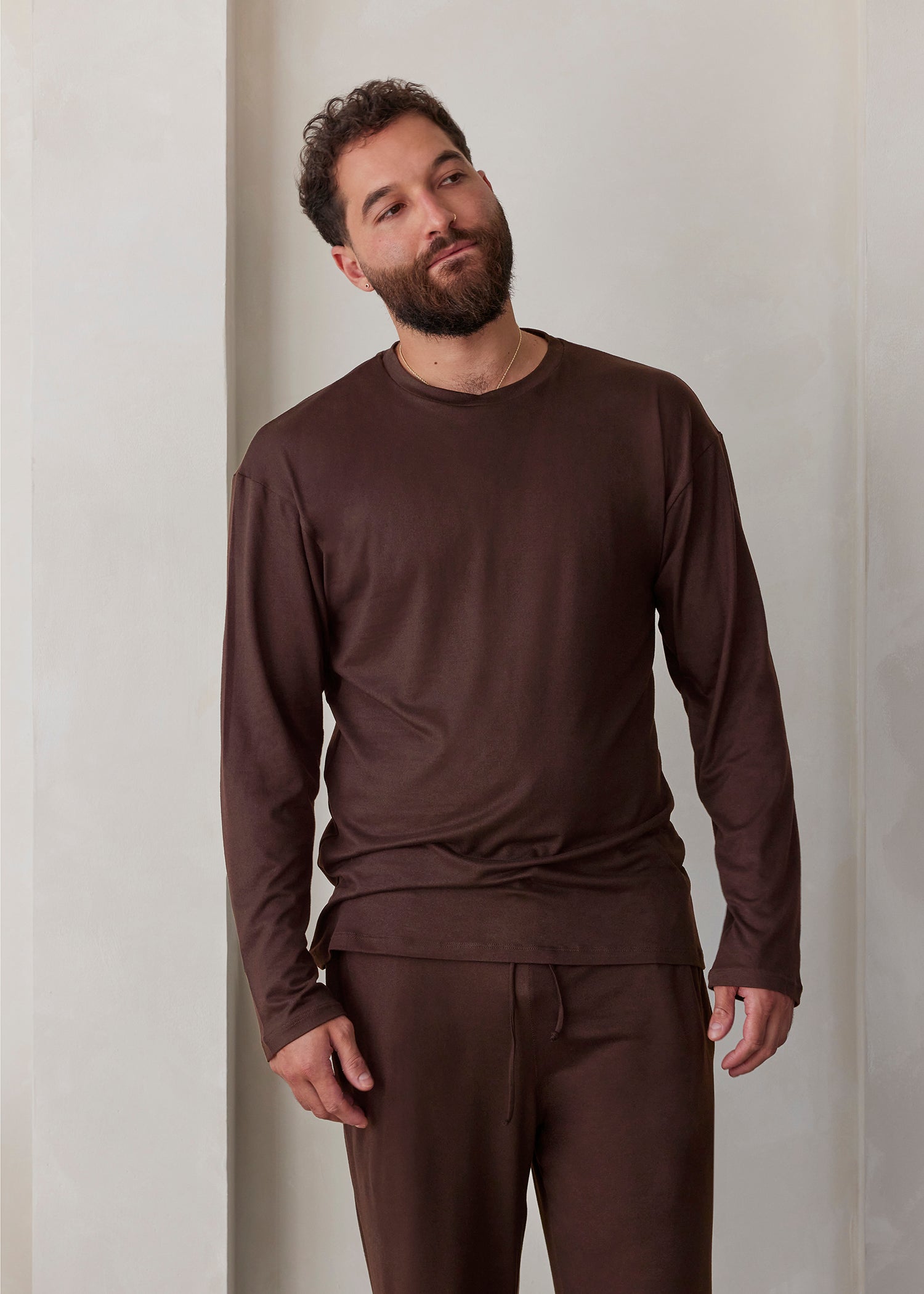 the cloud mens long sleeve tee in chocolate