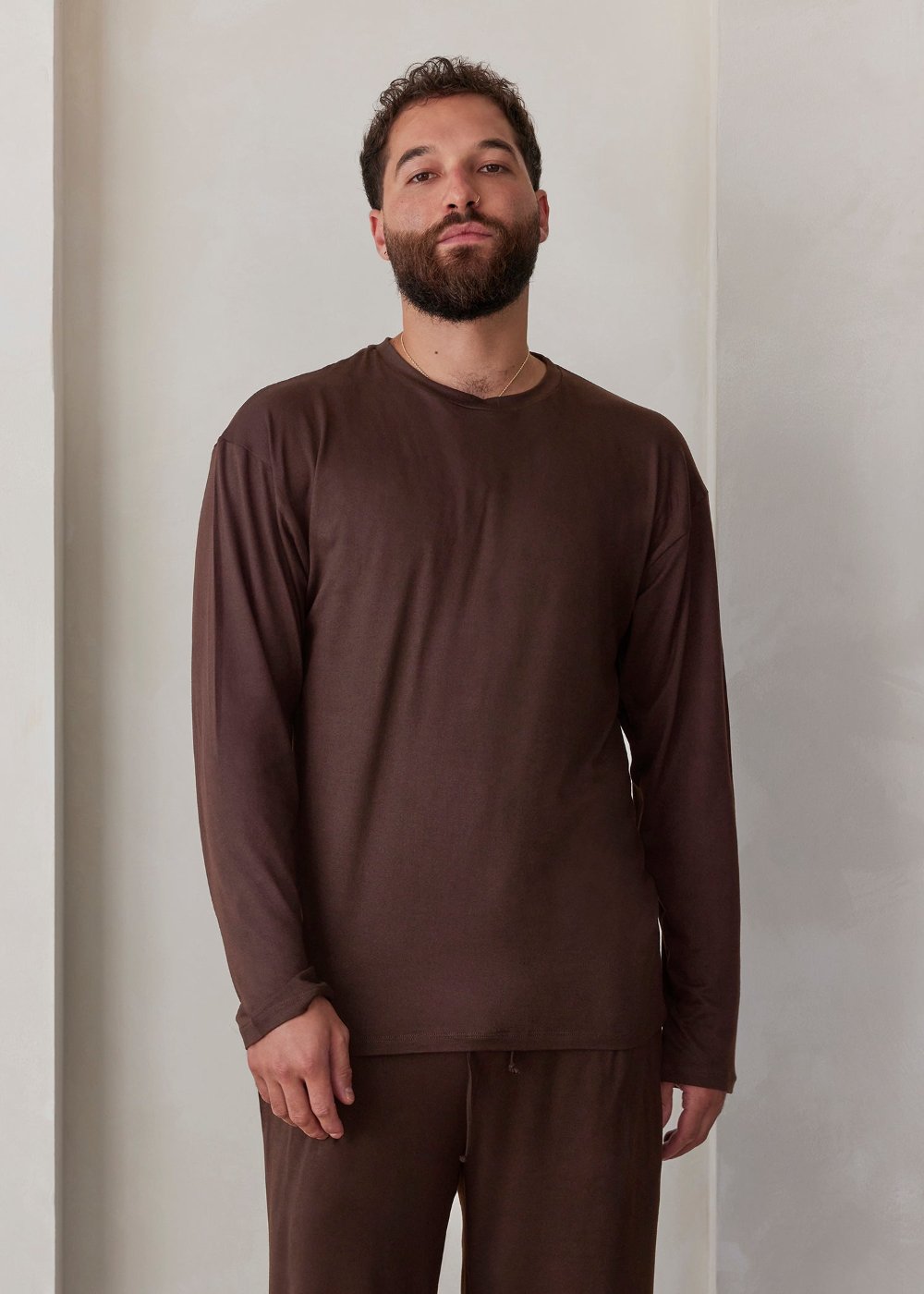 the cloud mens long sleeve tee in chocolate