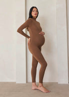 Bumpsuit Maternity The Penelope Turtleneck Long sleeve Jumpsuit in Mocha