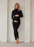 the penelope maternity unitard in black