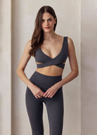 the perfect movement maternity activewear wrap bra in slate