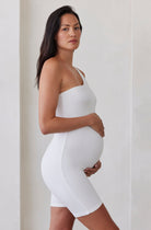 The Romee One Shoulder Maternity Bumpsuit in Ivory