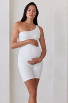 The Romee One Shoulder Maternity Bumpsuit in Ivory