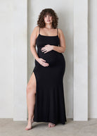 Bumpsuit maternity the rosie square neck sleeveless maxi dress with side slit black