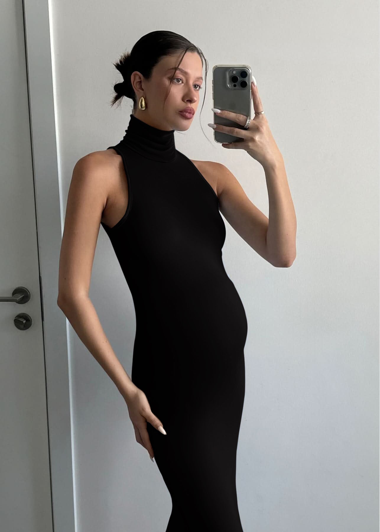 Bumpsuit Maternity The Serena Turtleneck Sleeveless Maxi Dress in Black