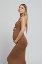 Bumpsuit Maternity The Serena Turtleneck Sleeveless Maxi Dress in Mocha