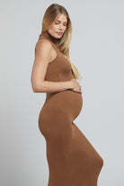 Bumpsuit Maternity The Serena Turtleneck Sleeveless Maxi Dress in Mocha