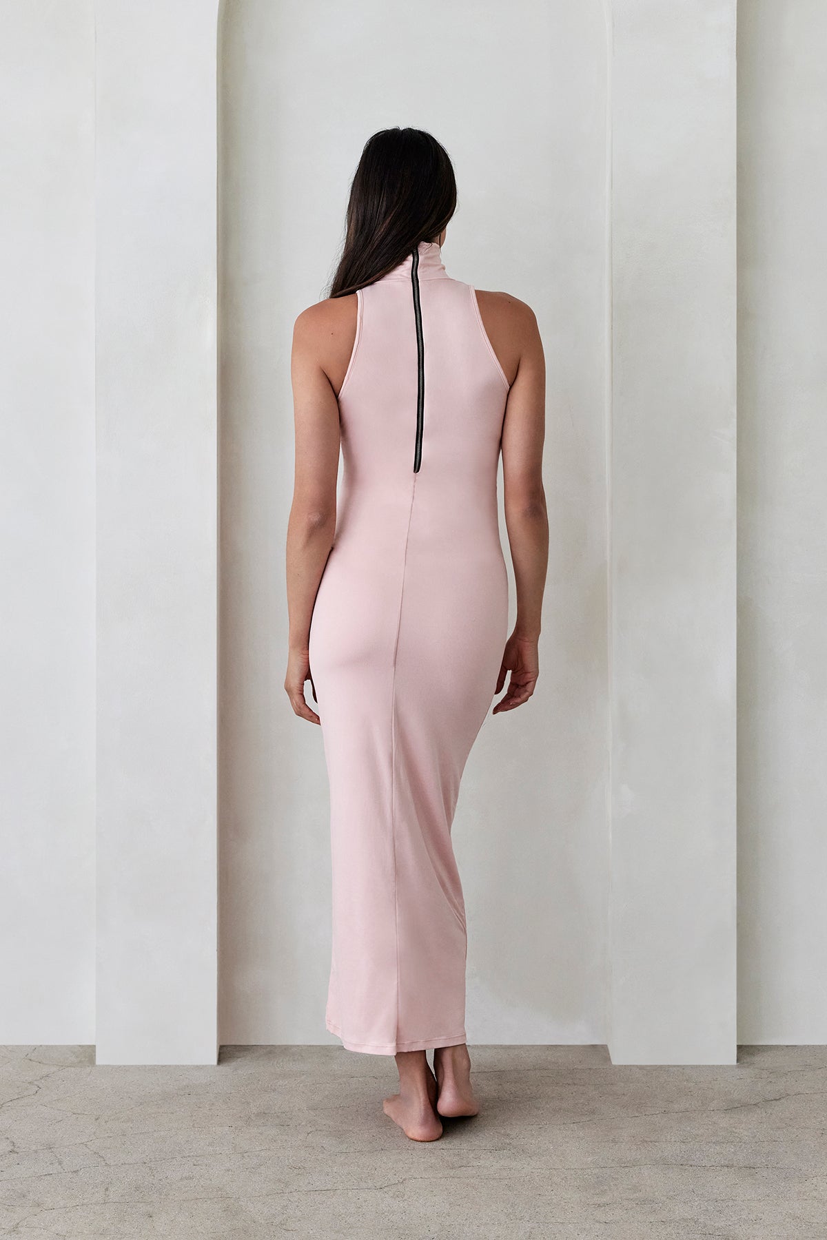 Bumpsuit Maternity The Serena Turtleneck Sleeveless Maxi Dress in Dusty Pink