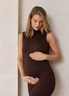 the stevie maternity unitard in chocolate 