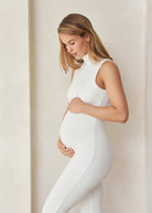 bumpsuit maternity the stevie turtleneck sleeveless jumpsuit in ivory