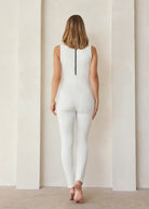 bumpsuit maternity the stevie turtleneck sleeveless jumpsuit in ivory