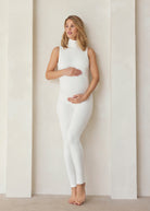 bumpsuit maternity the stevie turtleneck sleeveless jumpsuit in ivory